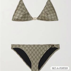 Gucci Women's Beige Logo Bikini Set COPY